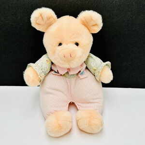 Vintage TB Trading Co Plush Pig Bowtie Pink Striped Pants Stuffed Animal 12”